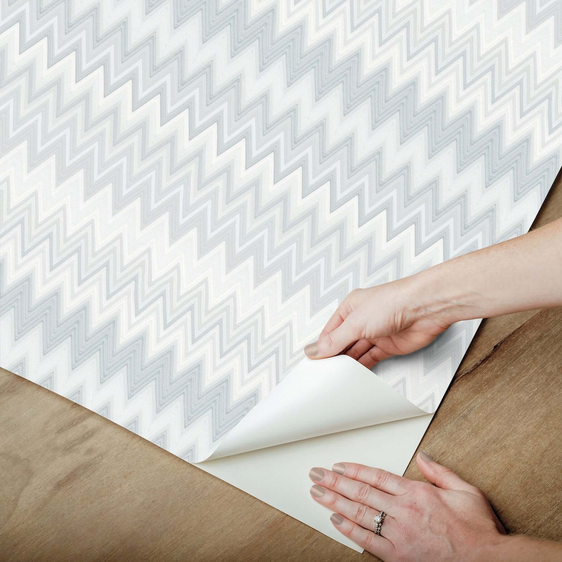 zig-zag-white-peel-stick-wallpaper-york-wallcoverings-psw1640rl - York Wallcoverings Wallpaper
