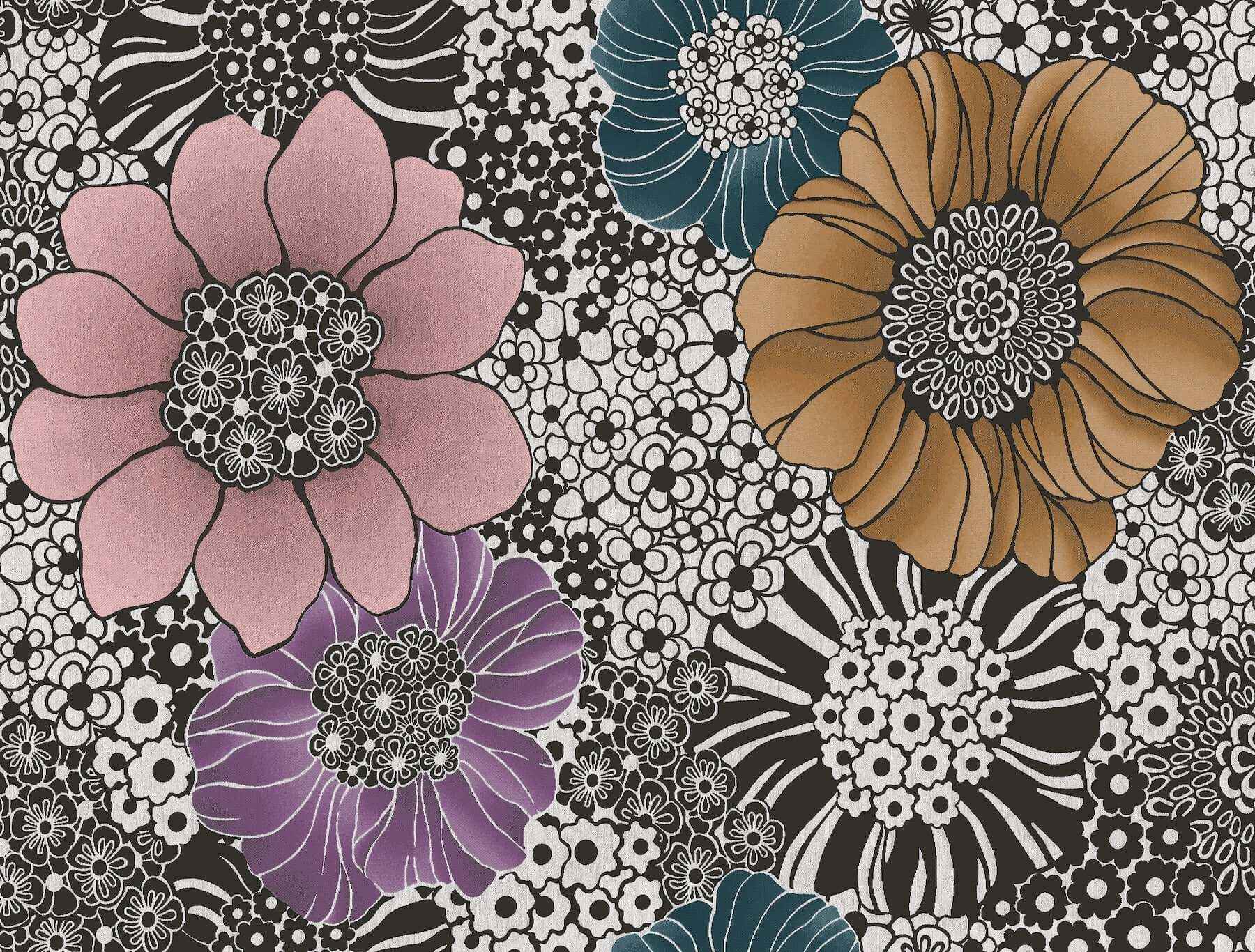 Anemones Black Peel & Stick Wallpaper - York Wallcoverings - PSW1638RL - York Wallcoverings Wallpaper