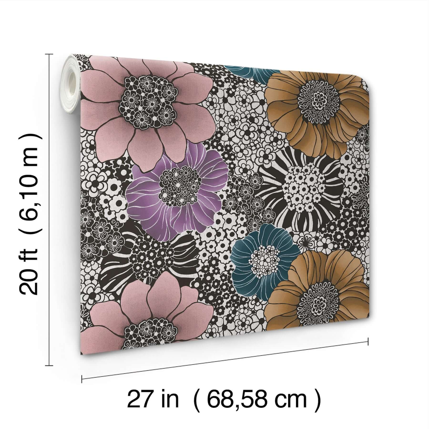 anemones-black-peel-stick-wallpaper-york-wallcoverings-psw1638rl - York Wallcoverings Wallpaper