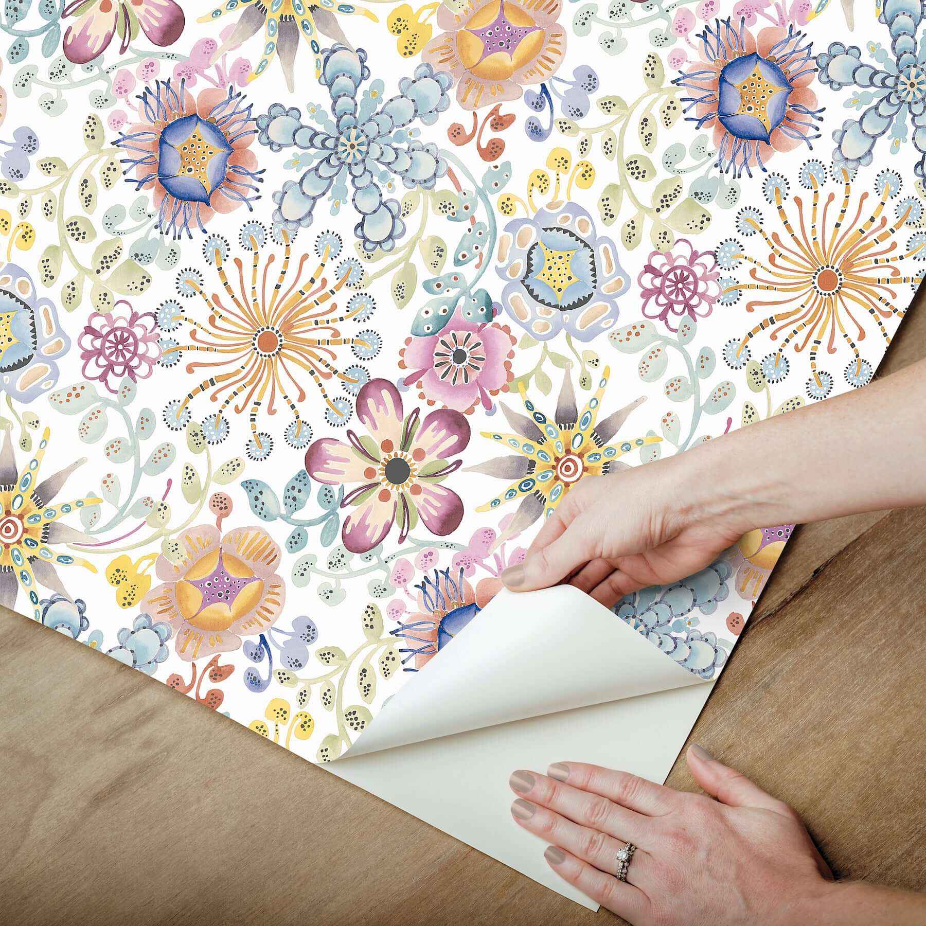 Magic Garden Multicolor Peel & Stick Wallpaper - York Wallcoverings - PSW1636RL - York Wallcoverings Wallpaper