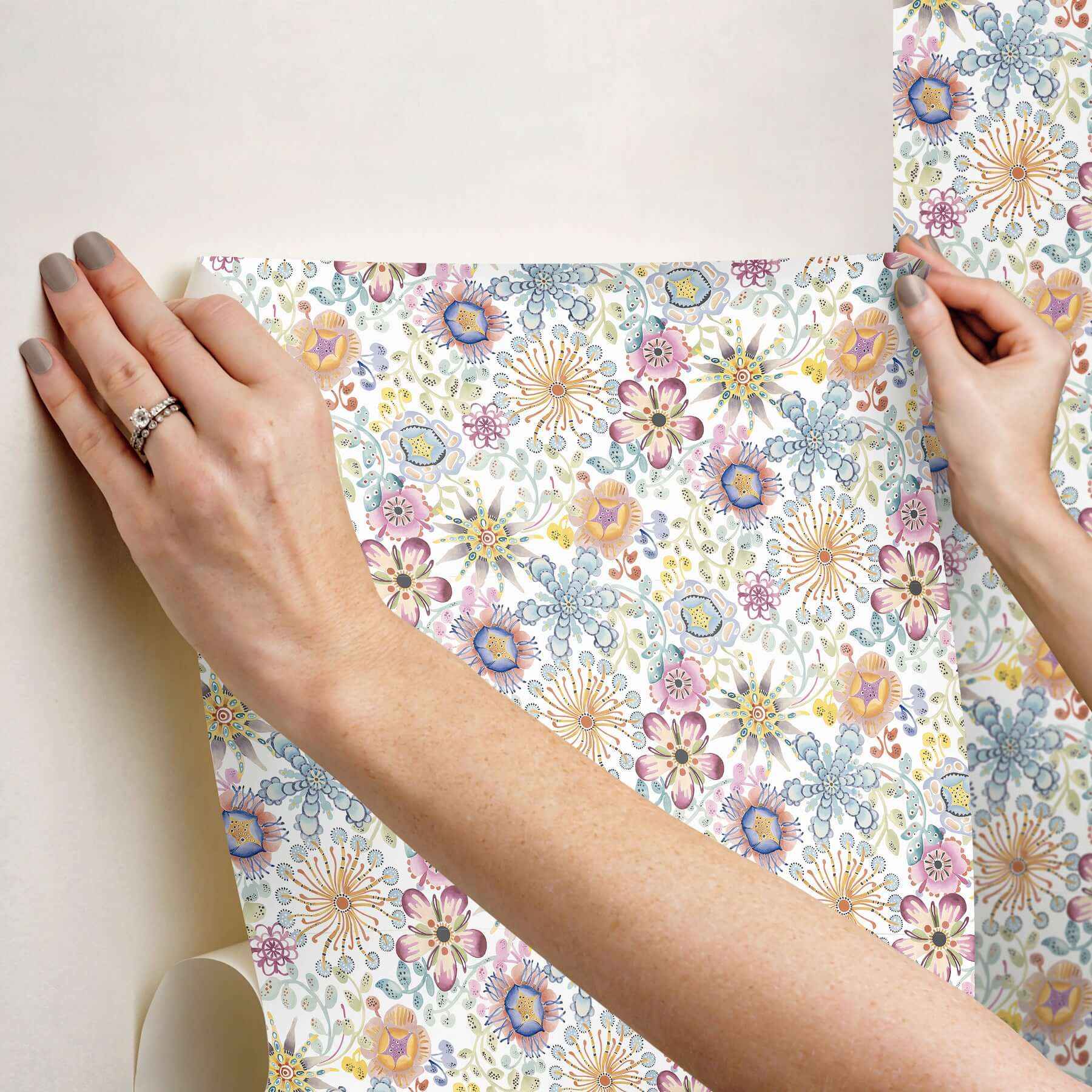Magic Garden Multicolor Peel & Stick Wallpaper - York Wallcoverings - PSW1636RL - York Wallcoverings Wallpaper