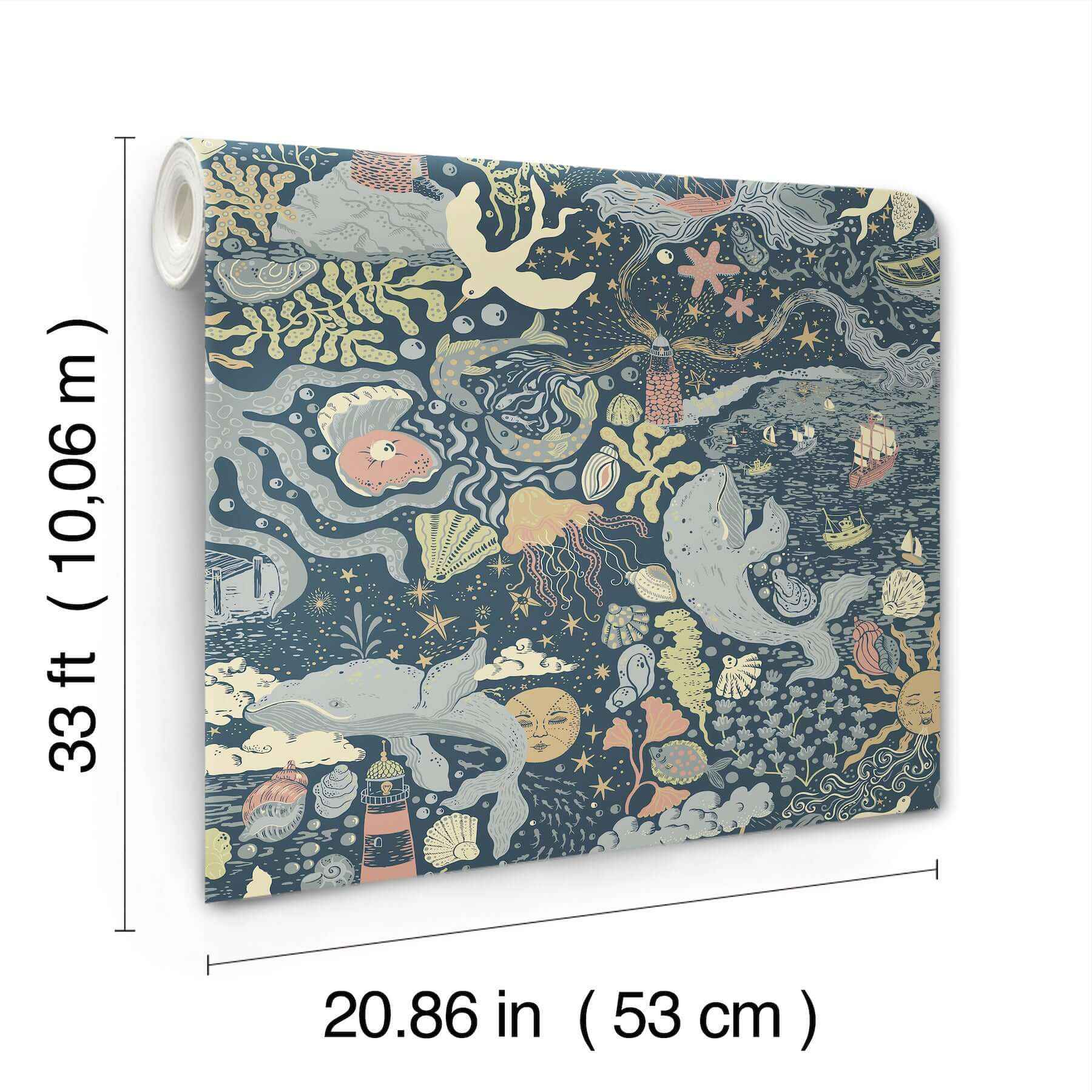 Havet Dark Blue Wallpaper - York Wallcoverings - MB29018 - York Wallcoverings Wallpaper