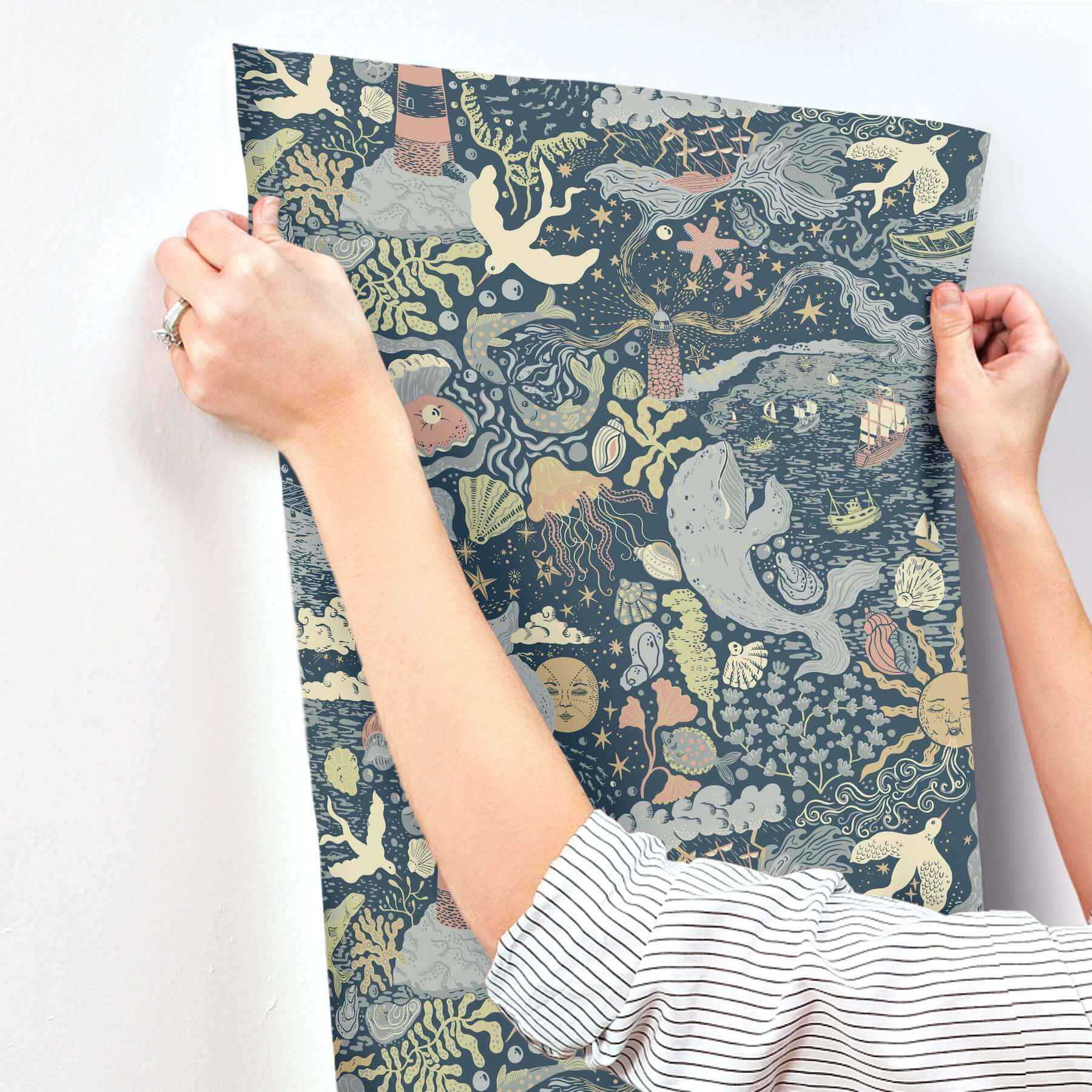 Havet Dark Blue Wallpaper - York Wallcoverings - MB29018 - York Wallcoverings Wallpaper