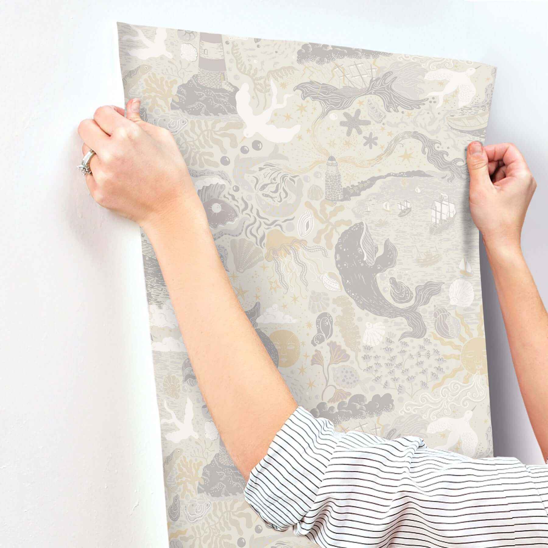 Havet Grey Wallpaper - York Wallcoverings - MB29016 - York Wallcoverings Wallpaper