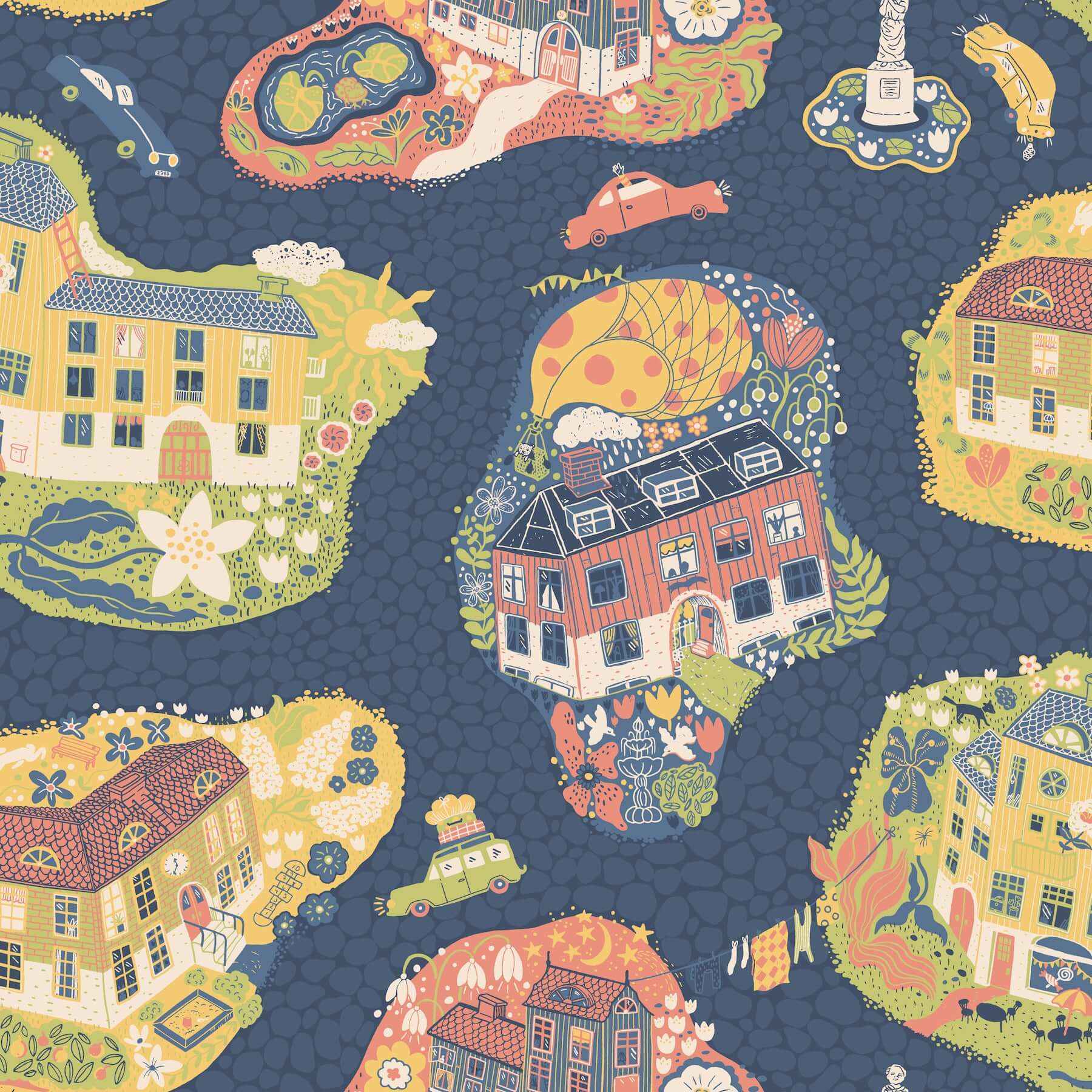 Staden Dark Blue Wallpaper - York Wallcoverings - MB29010