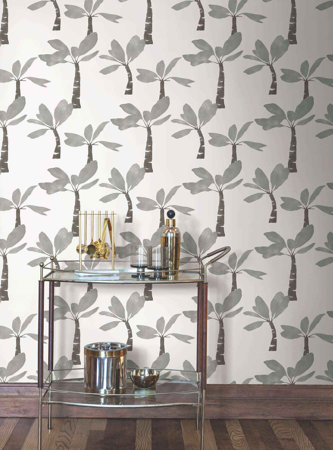 Painted Oasis Carbon & Graphite Wallpaper - York Wallcoverings - ZM2838 - York Wallcoverings Wallpaper