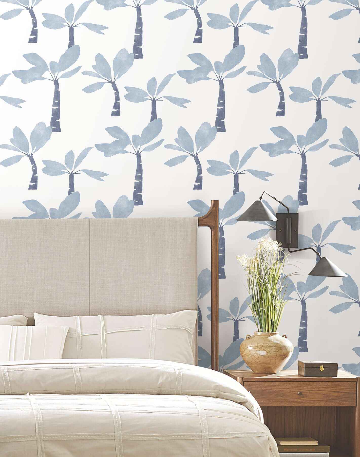 Painted Oasis Ultramarine Wallpaper - York Wallcoverings - ZM2837