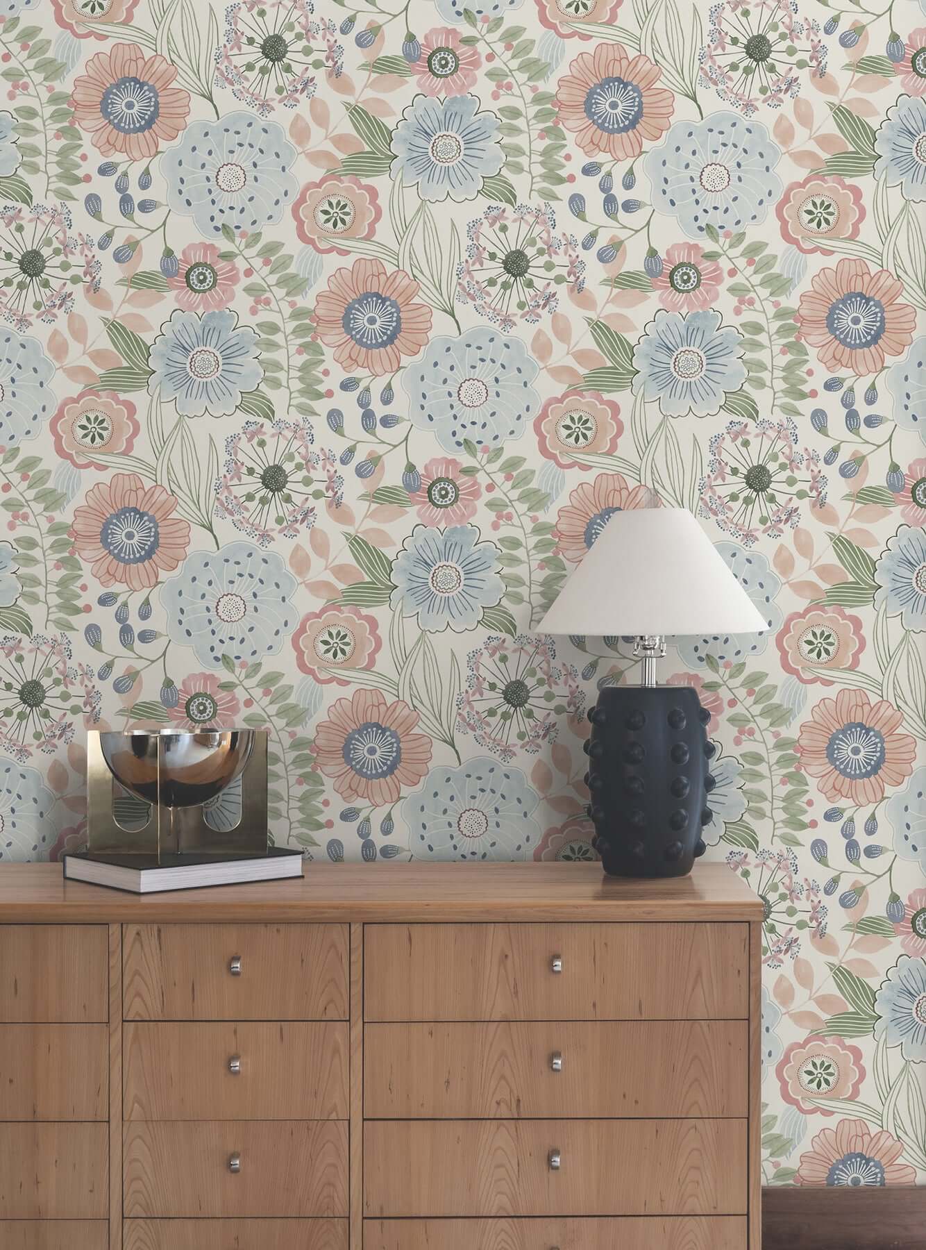 artistic-bouquet-multicolor-wallpaper-york-wallcoverings-zm2893 - York Wallcoverings Wallpaper