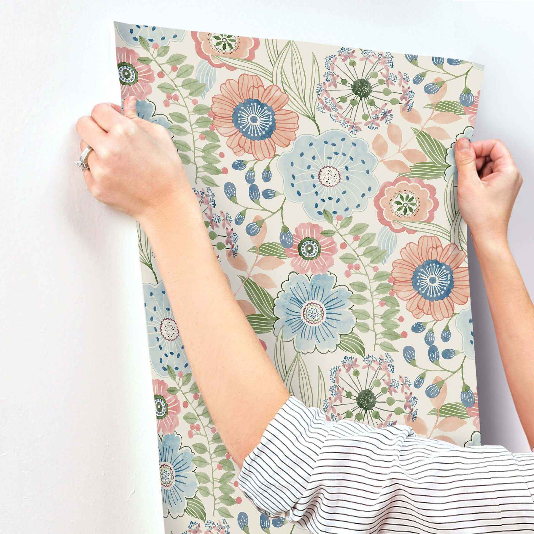 Artistic Bouquet Multicolor Wallpaper - York Wallcoverings - ZM2893 - York Wallcoverings Wallpaper