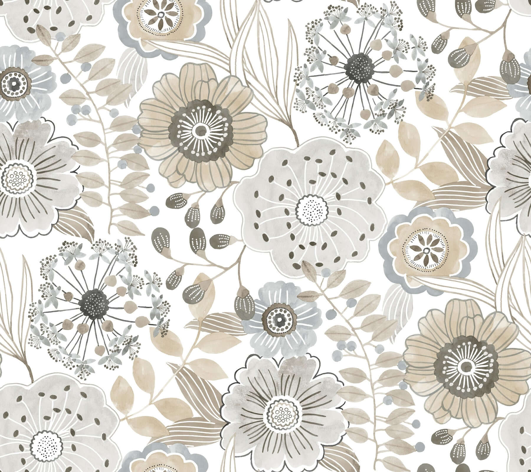 artistic-bouquet-neutral-wallpaper-york-wallcoverings-zm2894 - York Wallcoverings Wallpaper