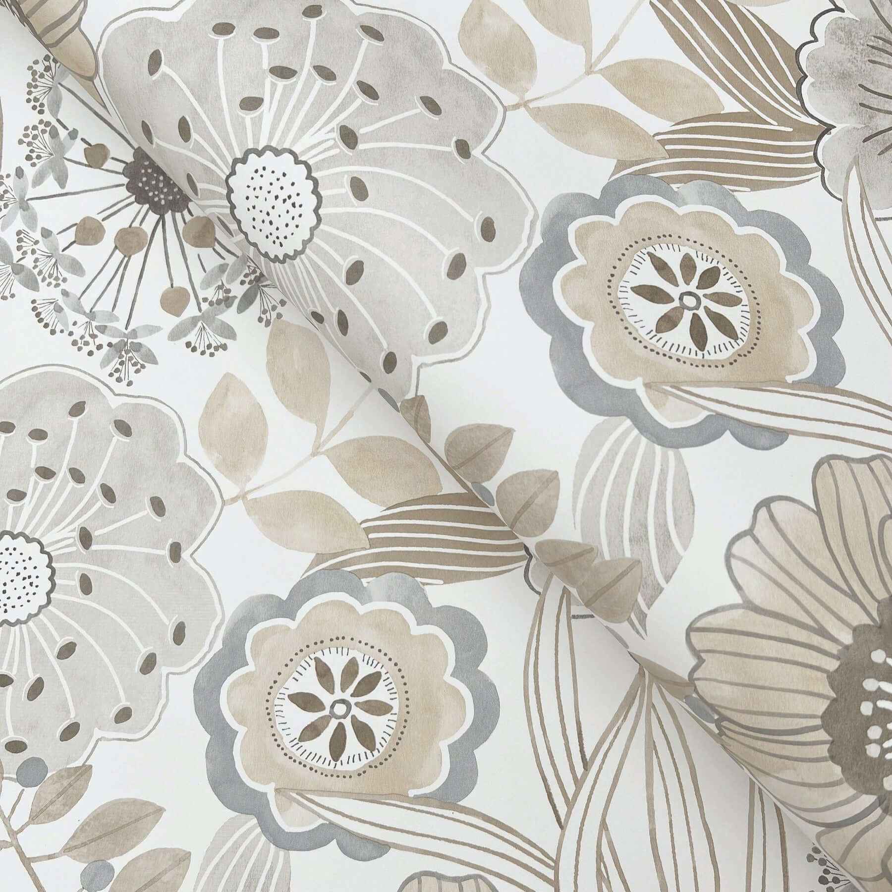 Artistic Bouquet Neutral Wallpaper - York Wallcoverings - ZM2894 - York Wallcoverings Wallpaper