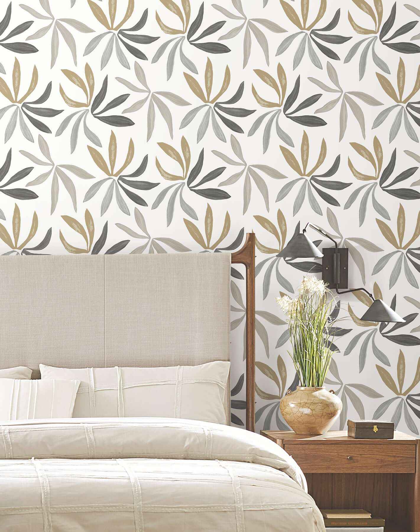 Little Garden Graphite & Gold Wallpaper - York Wallcoverings - ZM2816