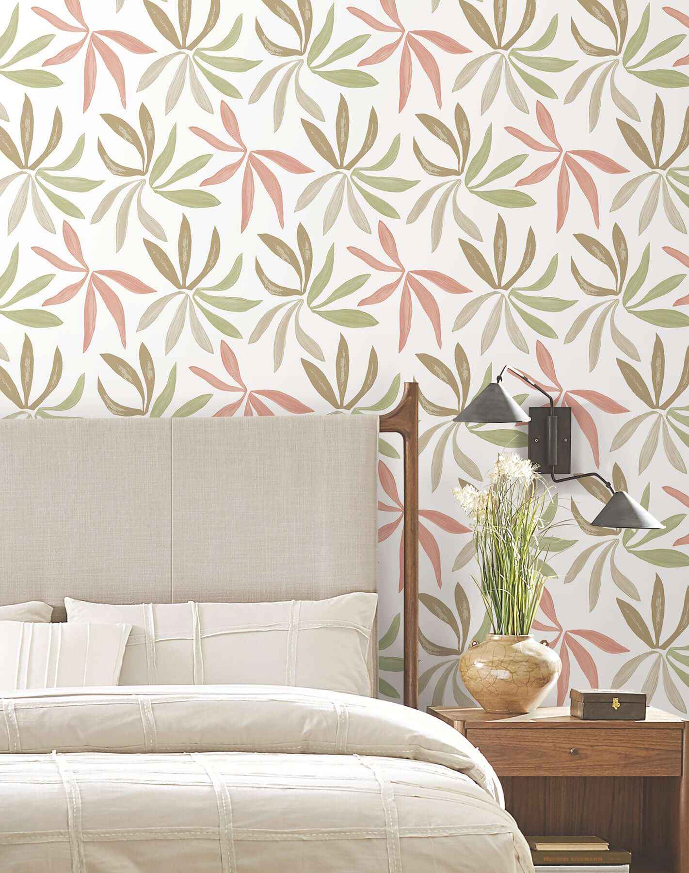 Little Garden Leaf & Coral Wallpaper - York Wallcoverings - ZM2812