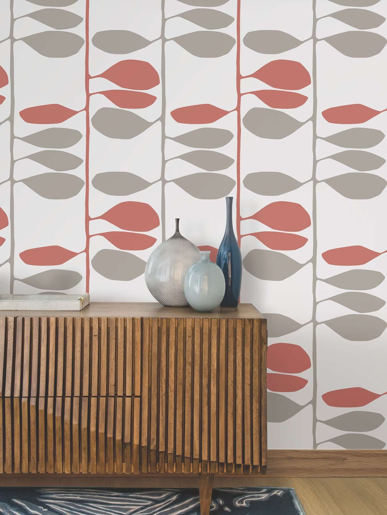 sculpted-vines-vermillion-graphite-wallpaper-york-wallcoverings-zm2802 - York Wallcoverings Wallpaper