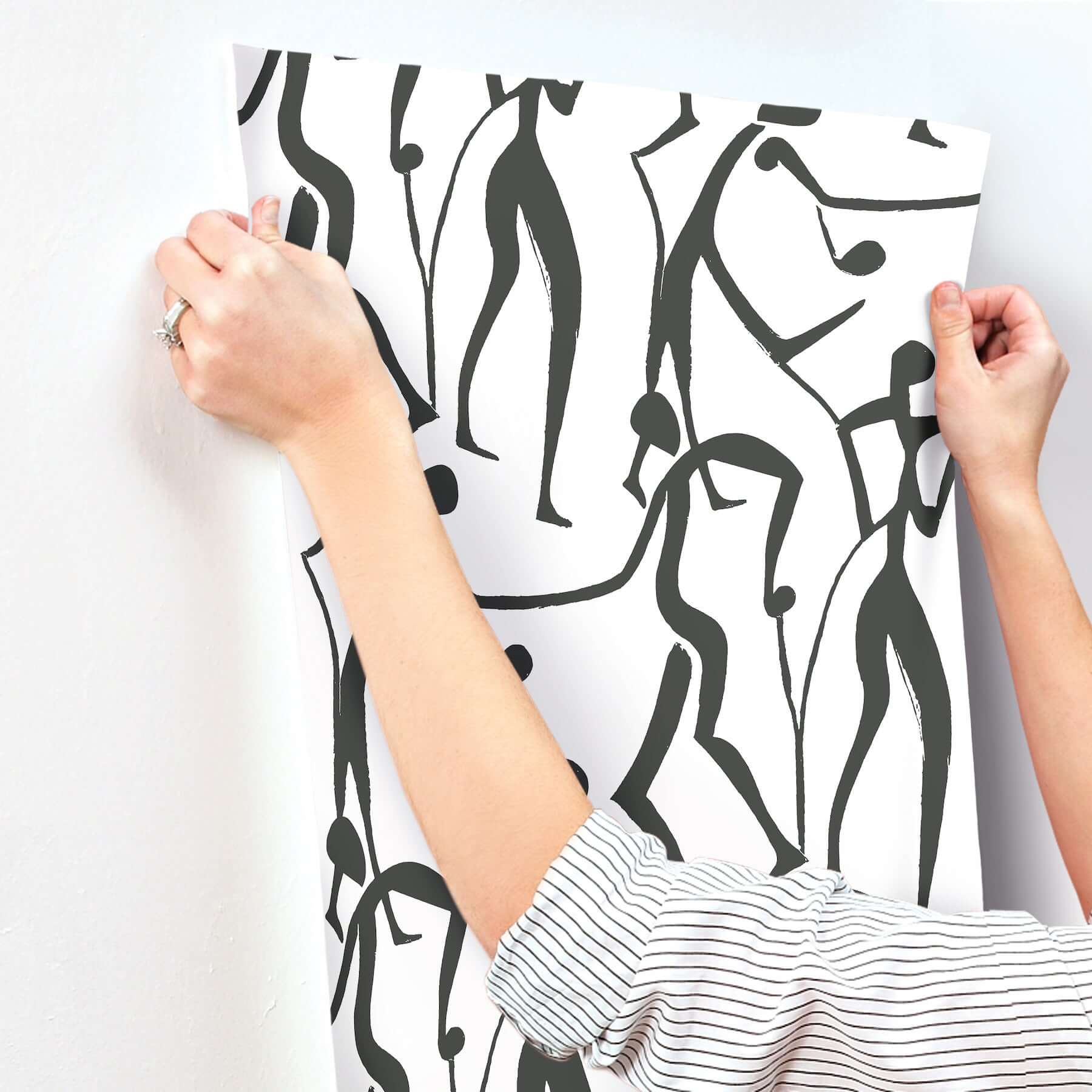 joyful-dancers-carbon-black-wallpaper-york-wallcoverings-zm2831 - York Wallcoverings Wallpaper