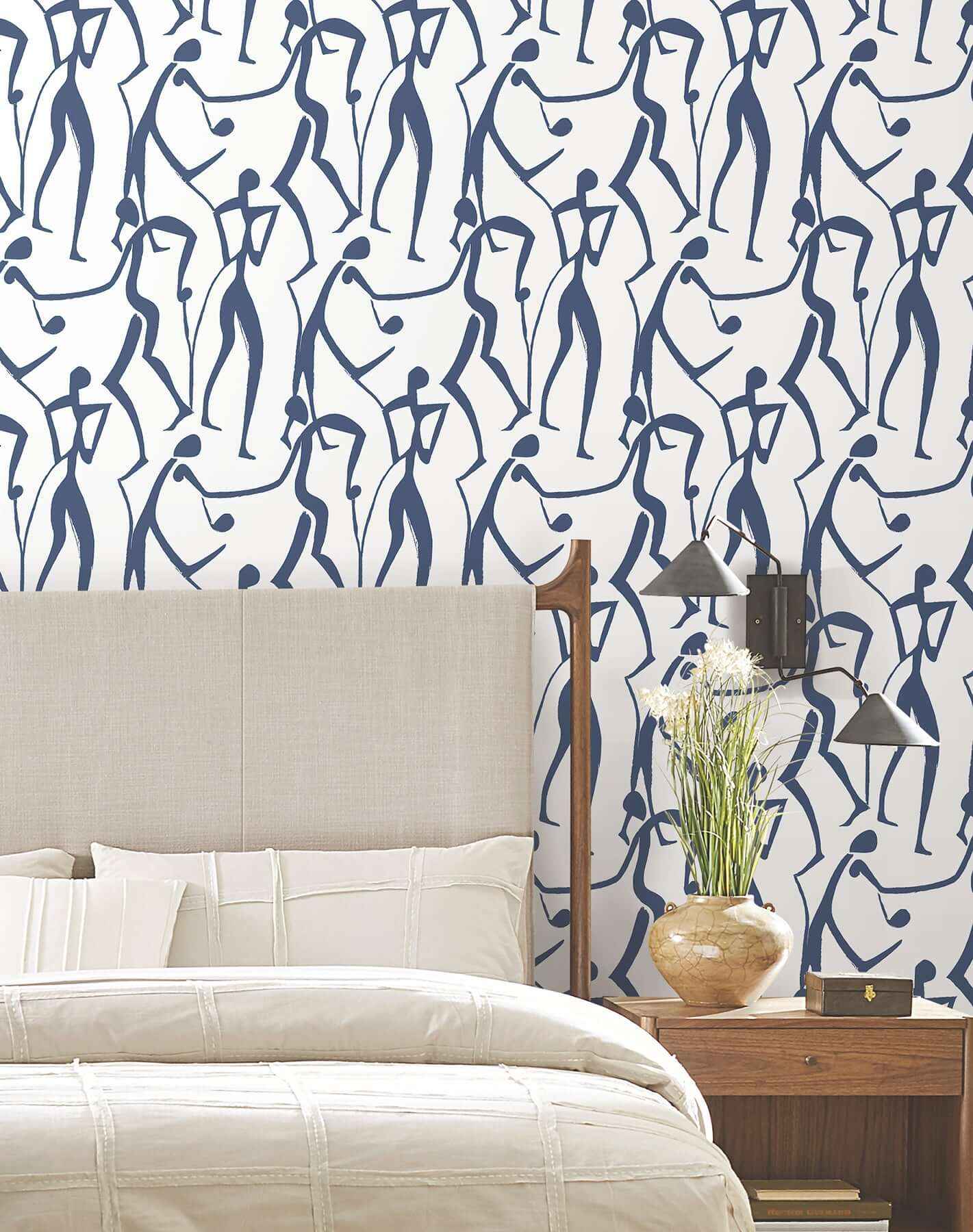 Joyful Dancers Ultramarine Wallpaper - York Wallcoverings - ZM2832 - York Wallcoverings Wallpaper