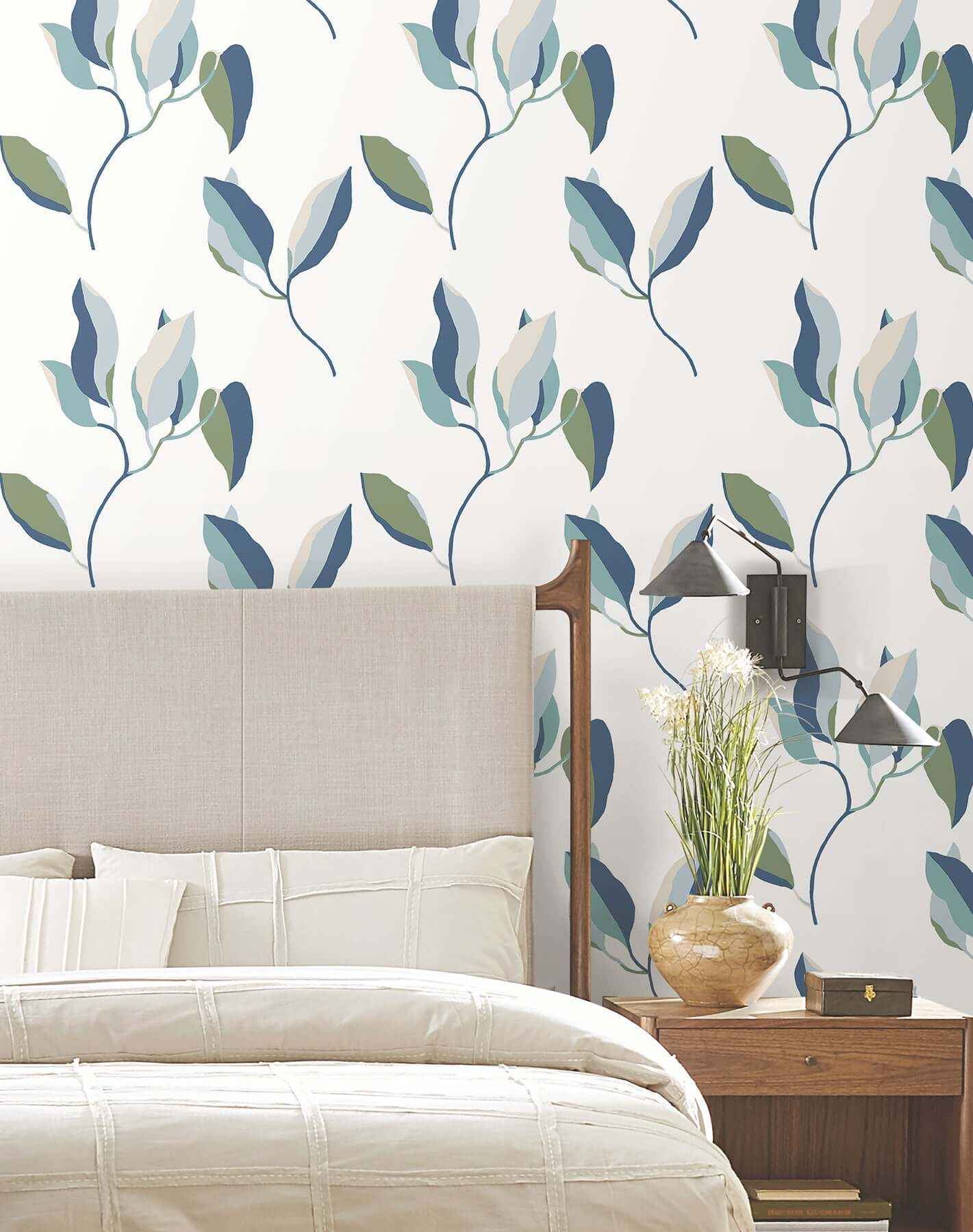Brushwork Branches Alpine & Cobalt Wallpaper - York Wallcoverings - ZM2871 - York Wallcoverings Wallpaper