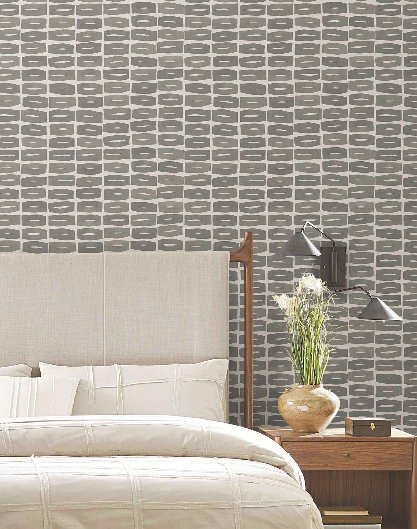 Modernist Motif Carbon Black Wallpaper - York Wallcoverings - ZM2865 - York Wallcoverings Wallpaper