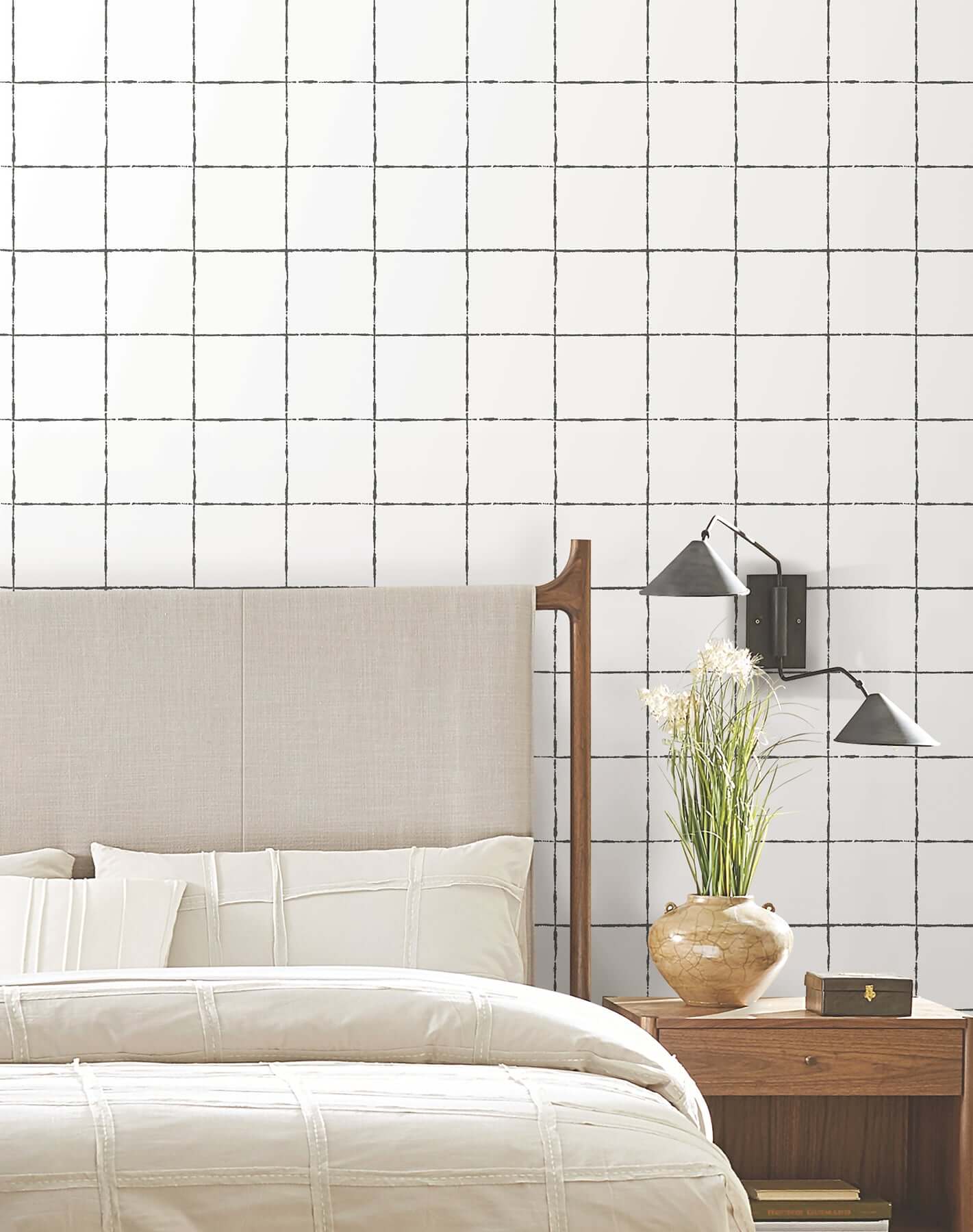 la-vitre-plaid-carbon-black-wallpaper-york-wallcoverings-zm2854 - York Wallcoverings Wallpaper