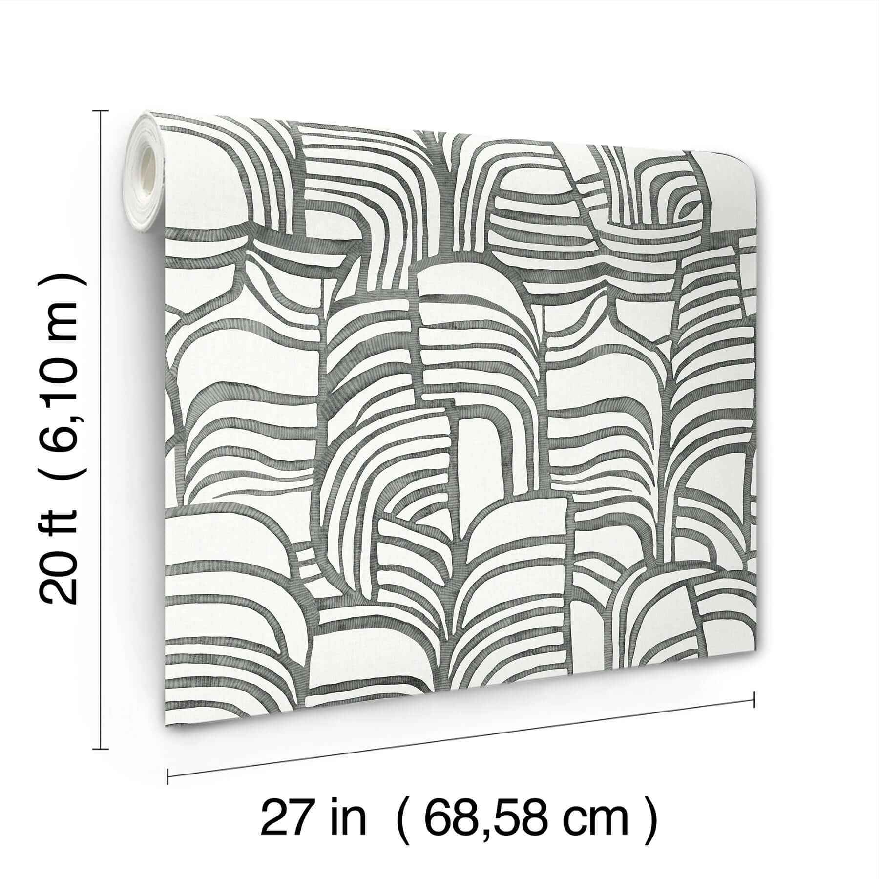 Featherwork Black & White Premium Peel + Stick Wallpaper - York Wallcoverings - PSW1656RL - York Wallcoverings Wallpaper