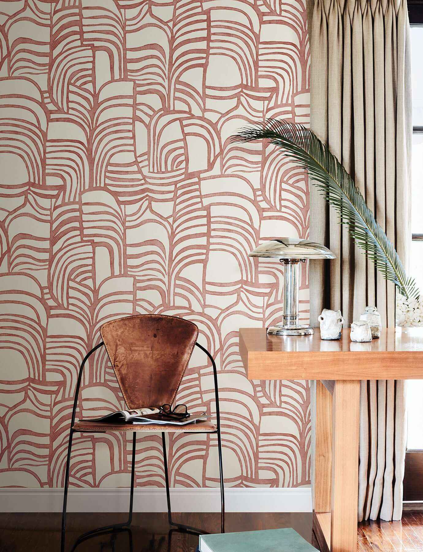 Featherwork Red Premium Peel + Stick Wallpaper - York Wallcoverings - PSW1657RL - York Wallcoverings Wallpaper