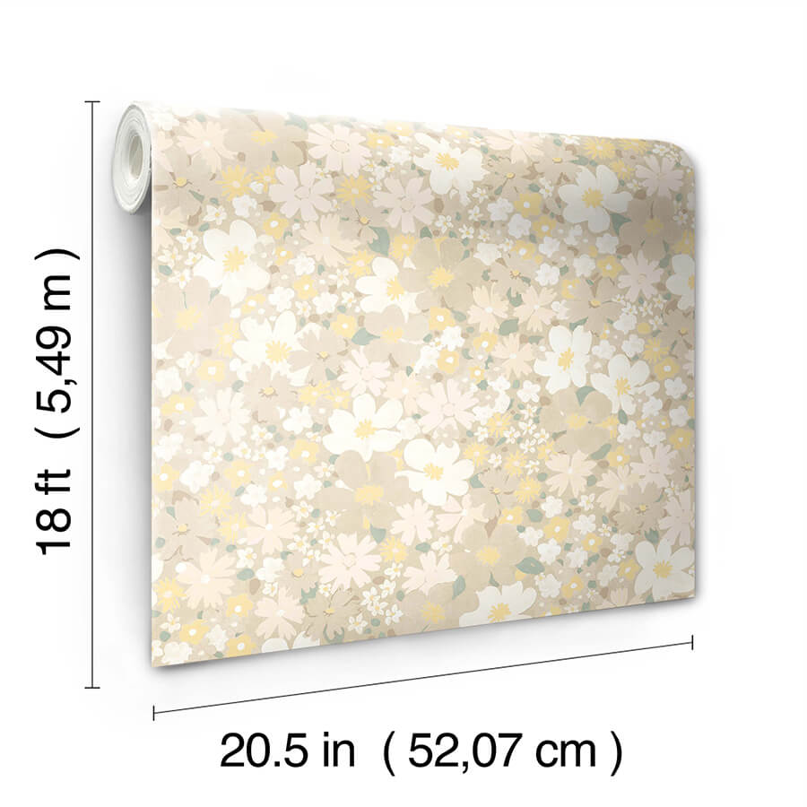 wildflower-impressions-yellow-peel-and-stick-wallpaper-york-wallcoverings-rmws1254 - York Wallcoverings Wallpaper