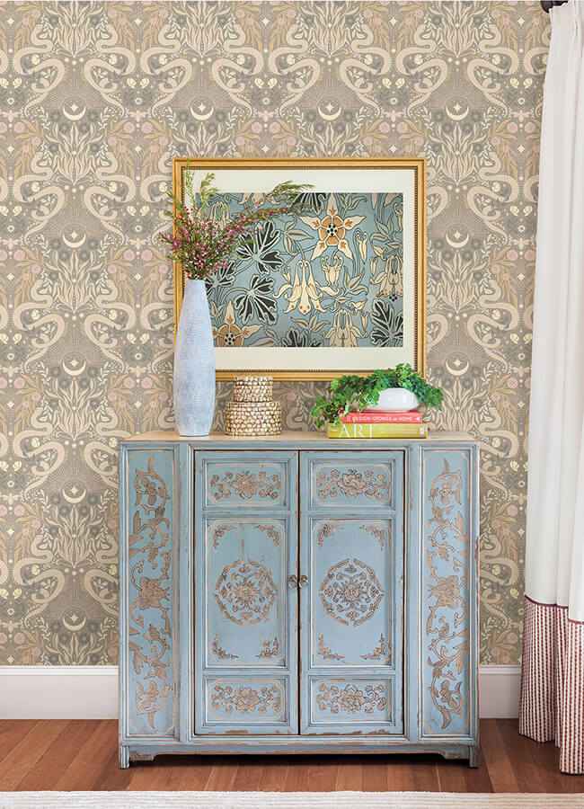 Mystic Serpent Taupe Peel and Stick Wallpaper - York Wallcoverings - RMWS1258 - York Wallcoverings Wallpaper