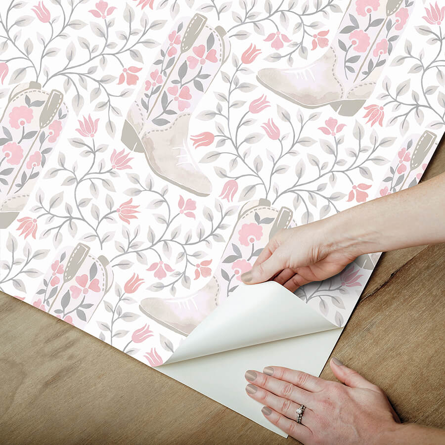 cowgirl-like-me-pink-peel-and-stick-wallpaper-york-wallcoverings-rmws1259 - York Wallcoverings Wallpaper