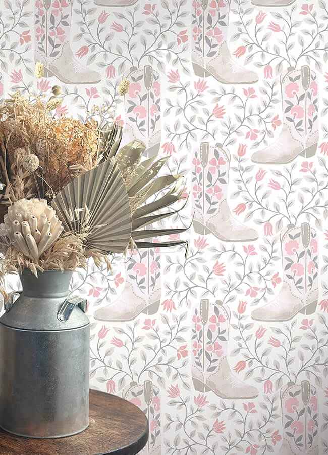 Cowgirl Like Me Pink Peel and Stick Wallpaper - York Wallcoverings - RMWS1259 - York Wallcoverings Wallpaper