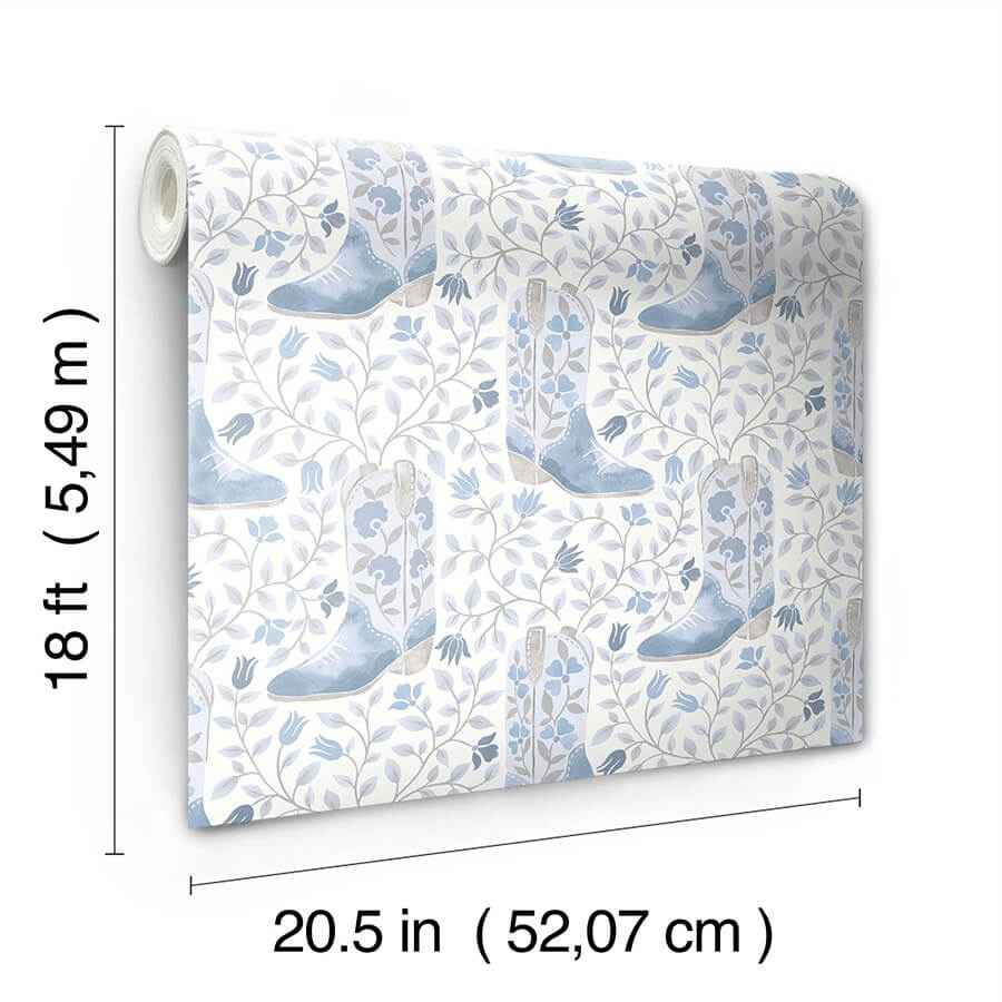 Cowgirl Like Me Blue Peel and Stick Wallpaper - York Wallcoverings - RMWS1260 - York Wallcoverings Wallpaper