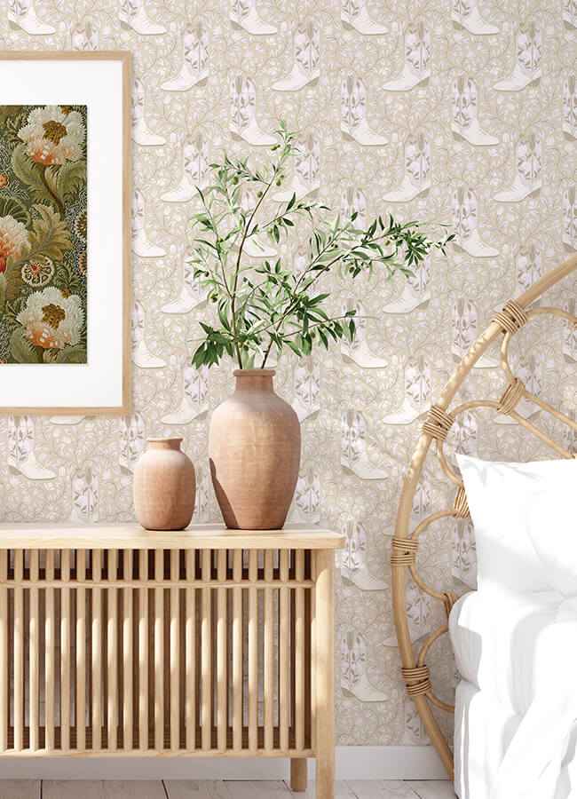 Cowgirl Like Me Beige Peel and Stick Wallpaper - York Wallcoverings - RMWS1261 - York Wallcoverings Wallpaper