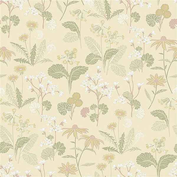 Magdalena Light Yellow Dandelion Wallpaper - York Wallcoverings - 4080-92135