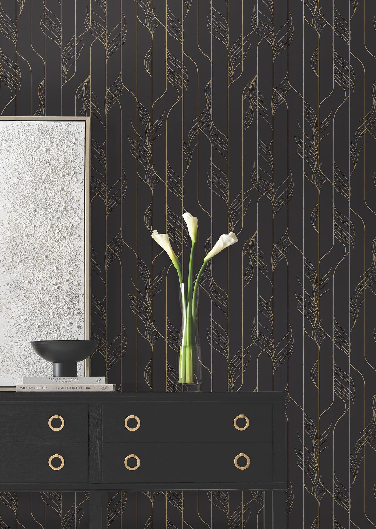 elemental-thread-black-gold-wallpaper-york-wallcoverings-df3305 - York Wallcoverings Wallpaper
