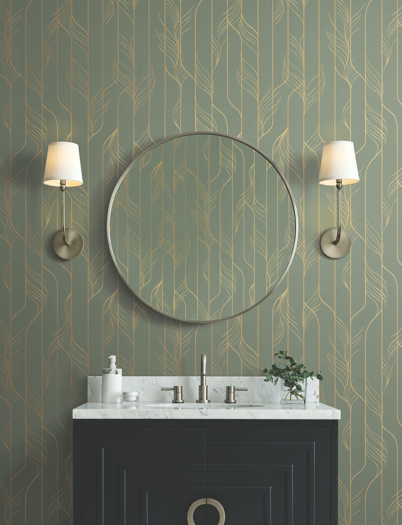 elemental-thread-green-gold-wallpaper-york-wallcoverings-df3306 - York Wallcoverings Wallpaper