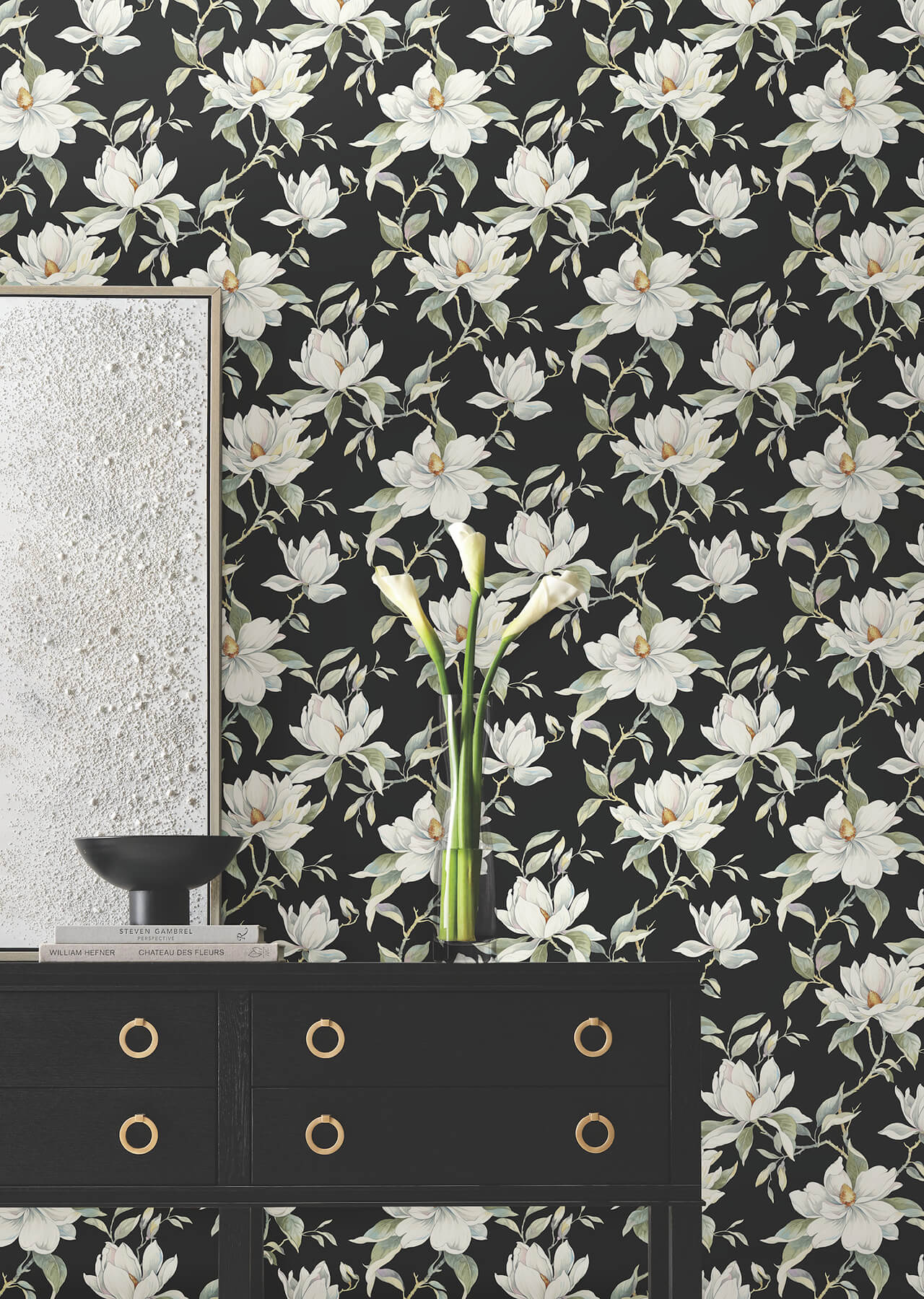 garden-jewels-black-wallpaper-york-wallcoverings-df3313 - York Wallcoverings Wallpaper
