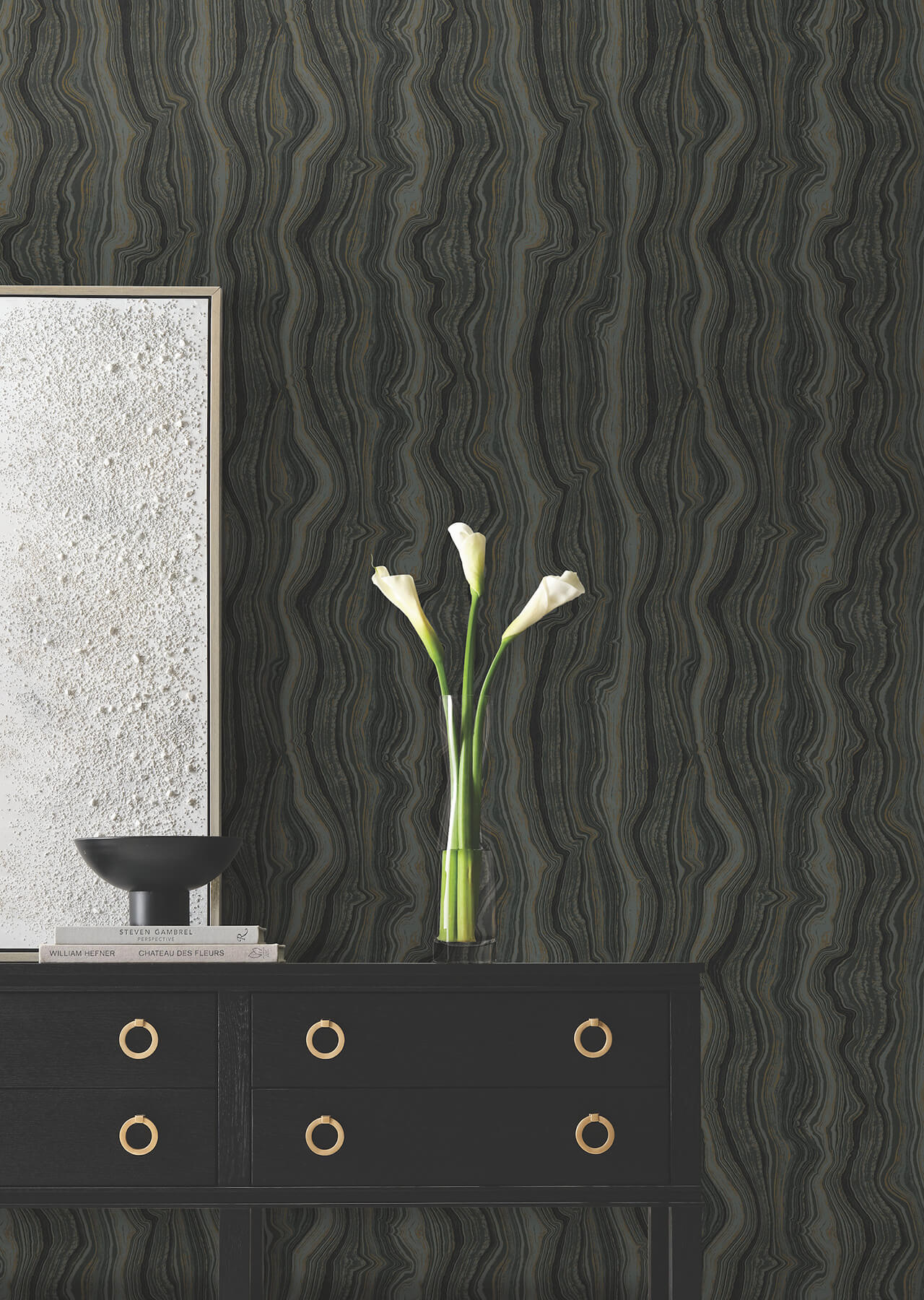 mineral-shimmer-black-gold-wallpaper-york-wallcoverings-df3326 - York Wallcoverings Wallpaper