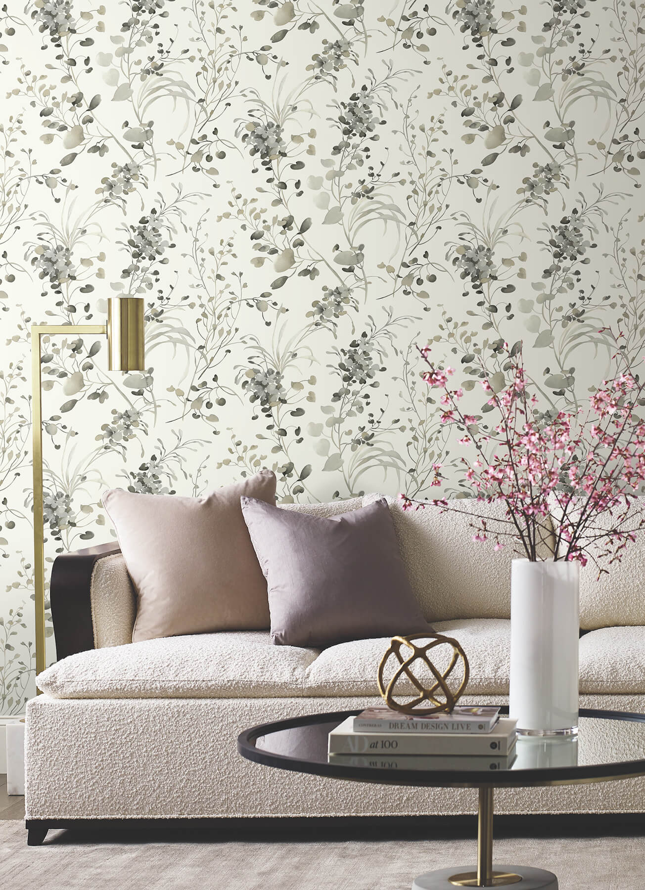 spring-whispers-charcoal-wallpaper-york-wallcoverings-df3342 - York Wallcoverings Wallpaper