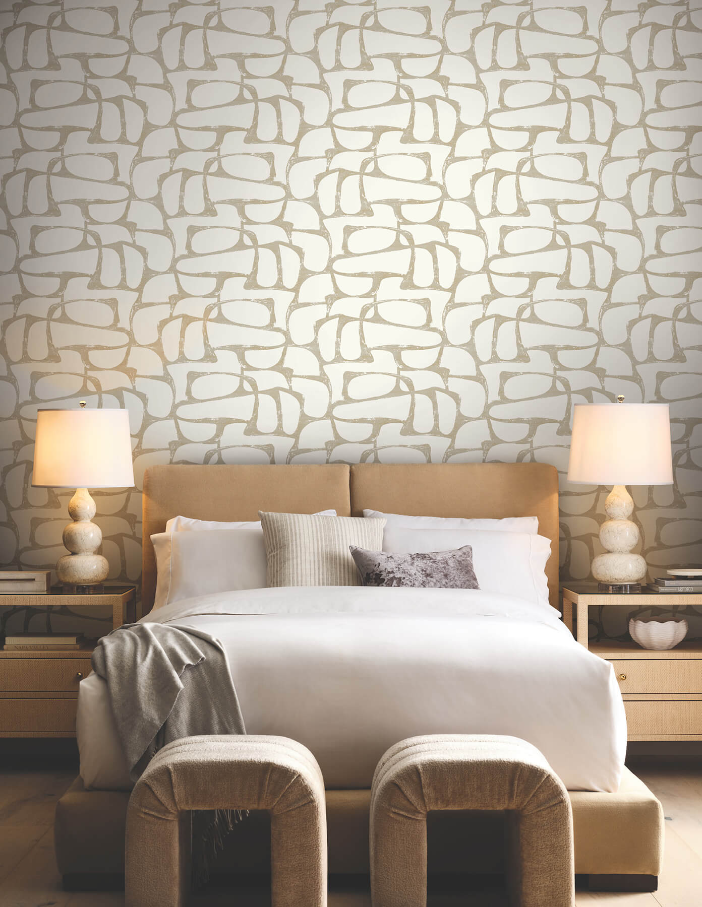 craftsman-geometric-white-gold-wallpaper-york-wallcoverings-df3351 - York Wallcoverings Wallpaper