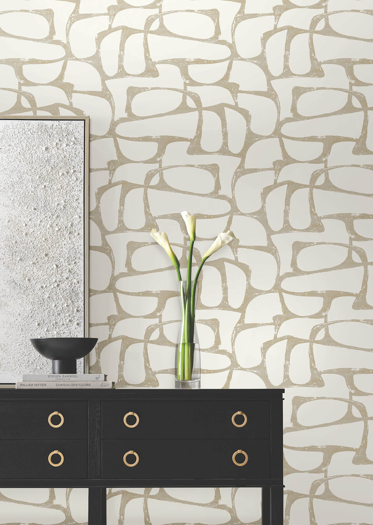 craftsman-geometric-white-gold-wallpaper-york-wallcoverings-df3351 - York Wallcoverings Wallpaper