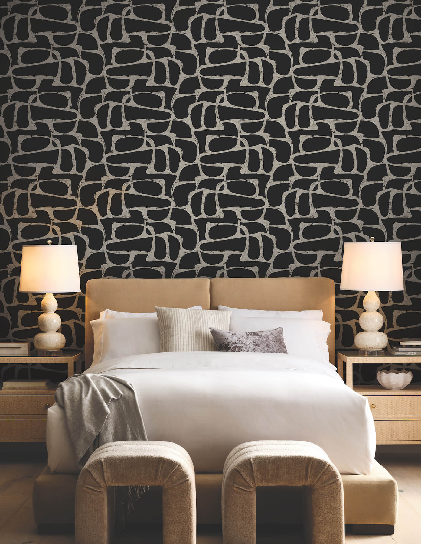 craftsman-geometric-black-wallpaper-york-wallcoverings-df3352 - York Wallcoverings Wallpaper