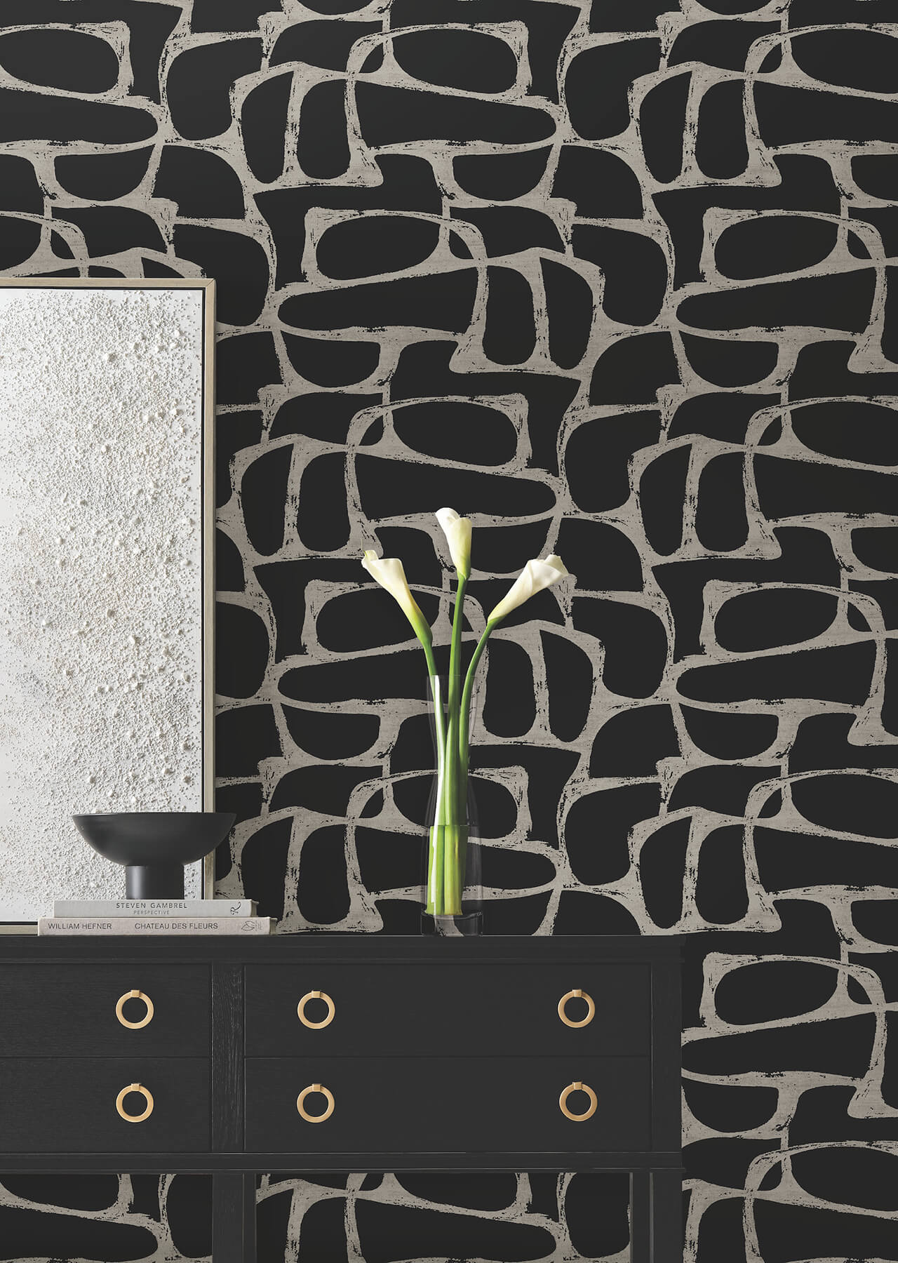 craftsman-geometric-black-wallpaper-york-wallcoverings-df3352 - York Wallcoverings Wallpaper