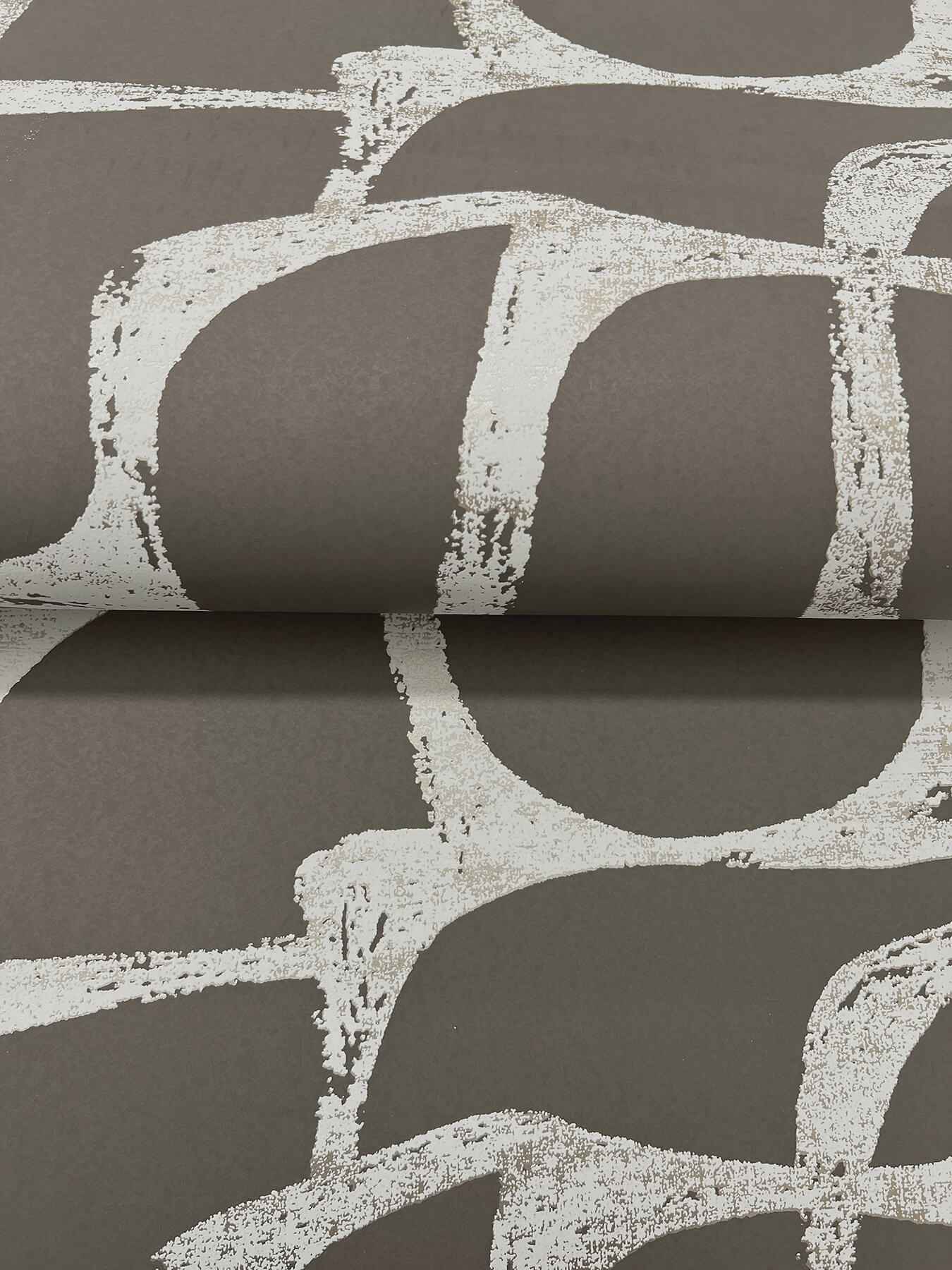Craftsman Geometric Mocha Wallpaper - York Wallcoverings - DF3355