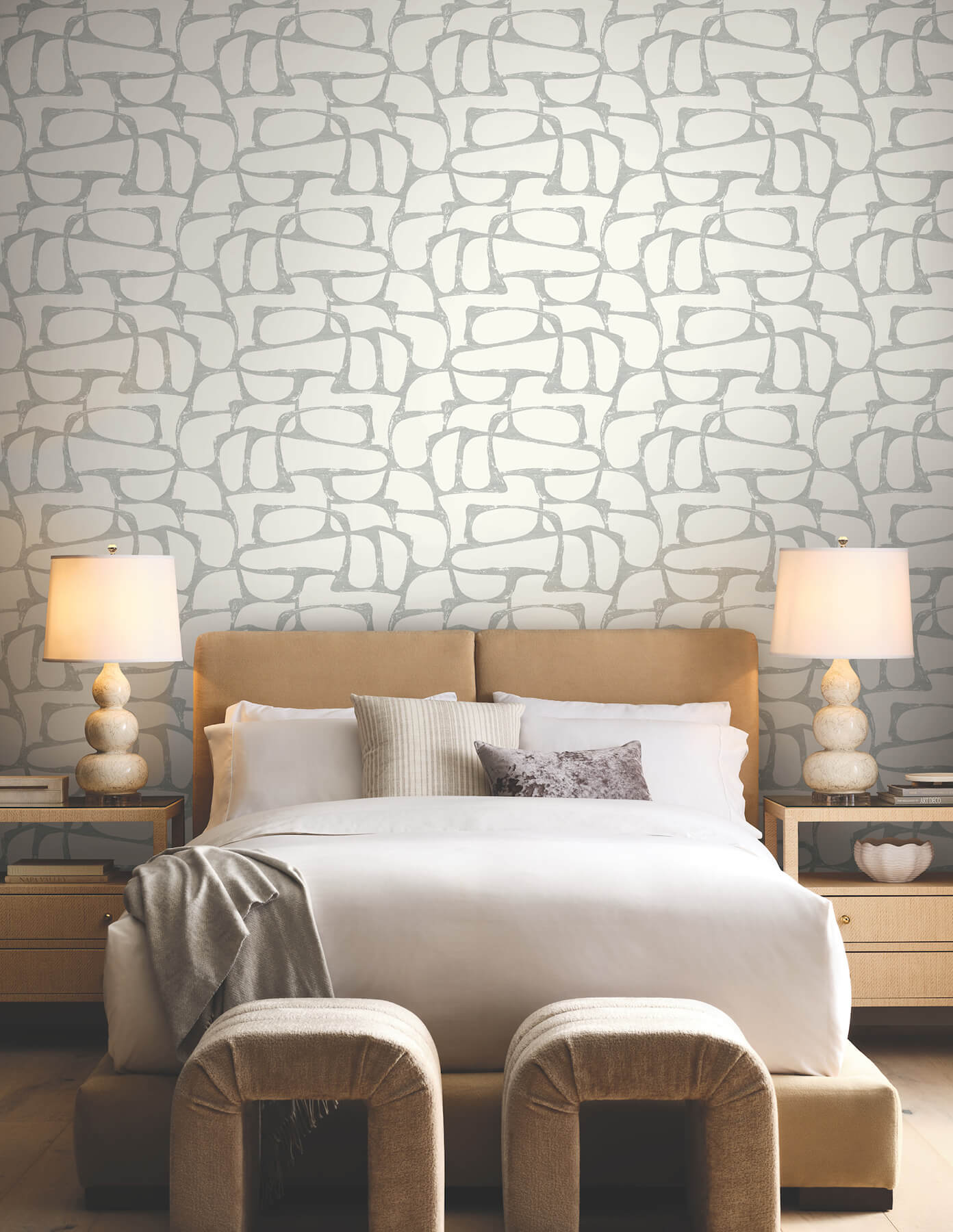 craftsman-geometric-white-silver-wallpaper-york-wallcoverings-df3356 - York Wallcoverings Wallpaper
