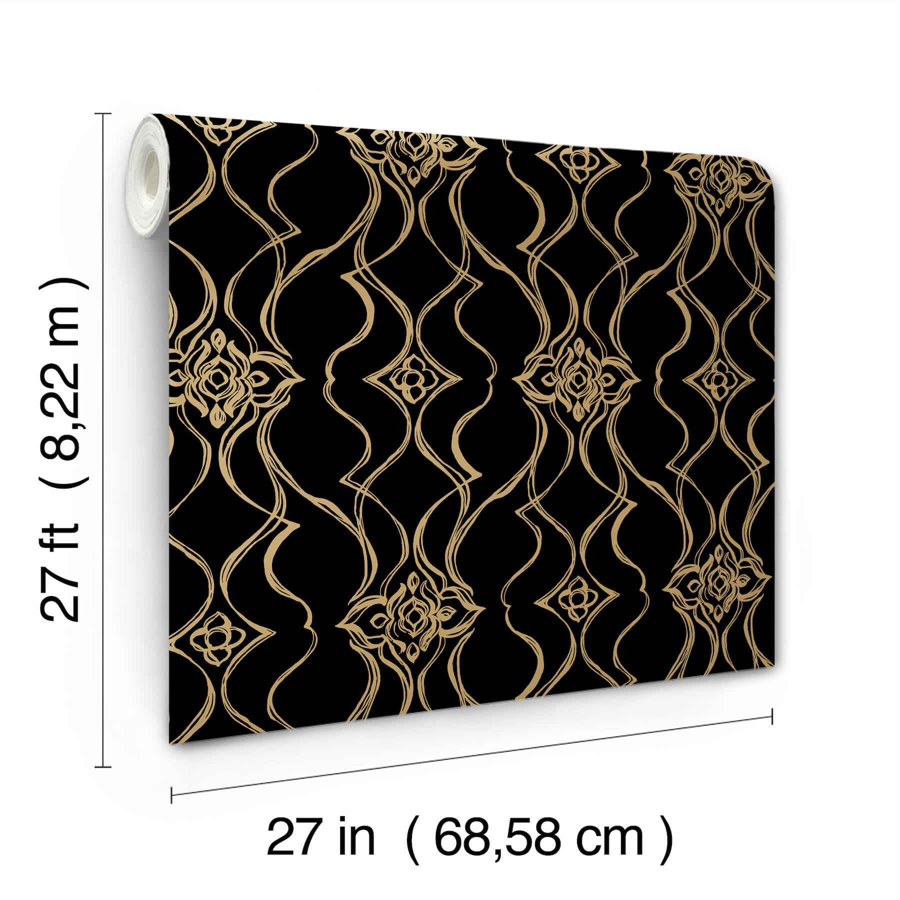 Pirouette Black & Gold Wallpaper - York Wallcoverings - DF3371 - York Wallcoverings Wallpaper
