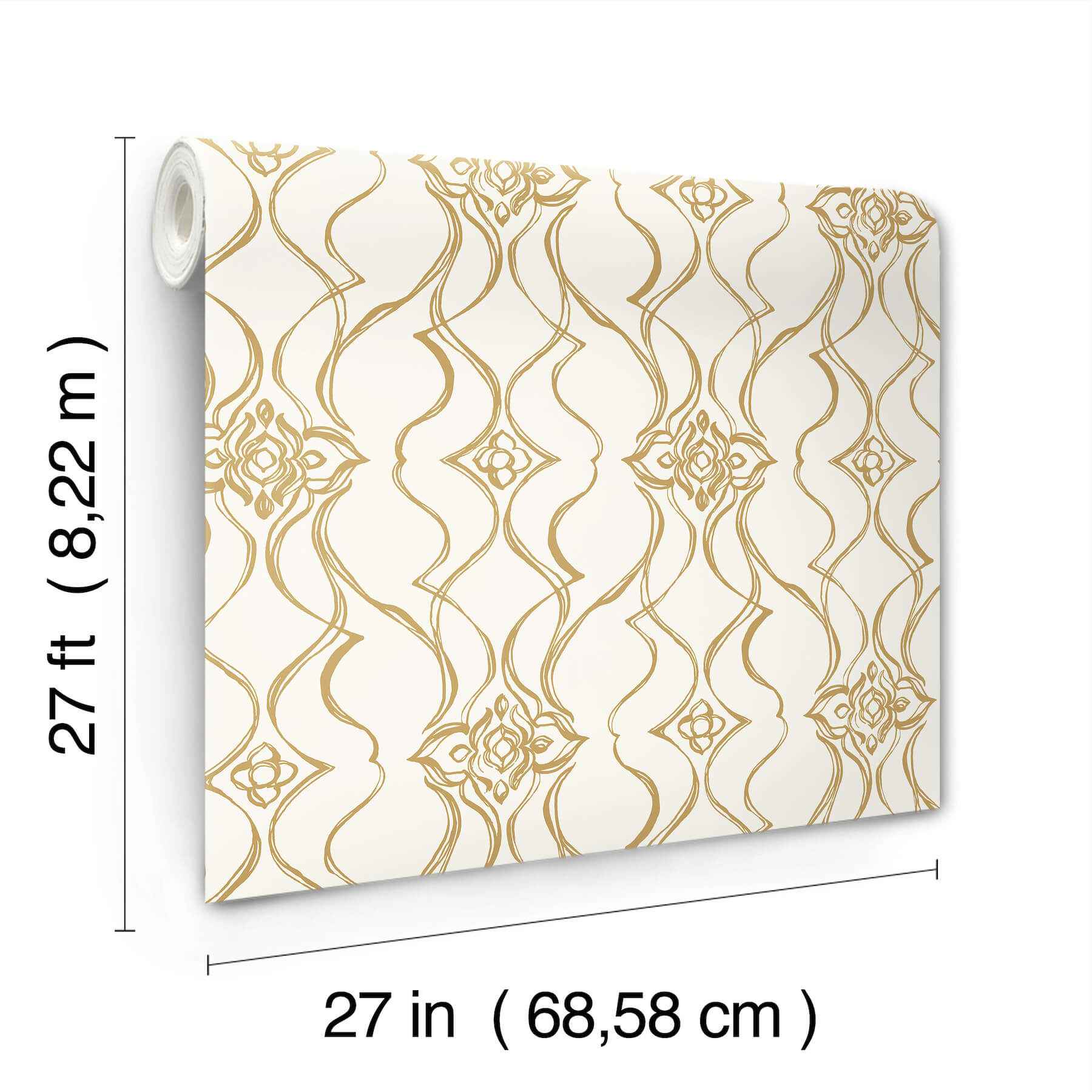 Pirouette White & Gold Wallpaper - York Wallcoverings - DF3372 - York Wallcoverings Wallpaper