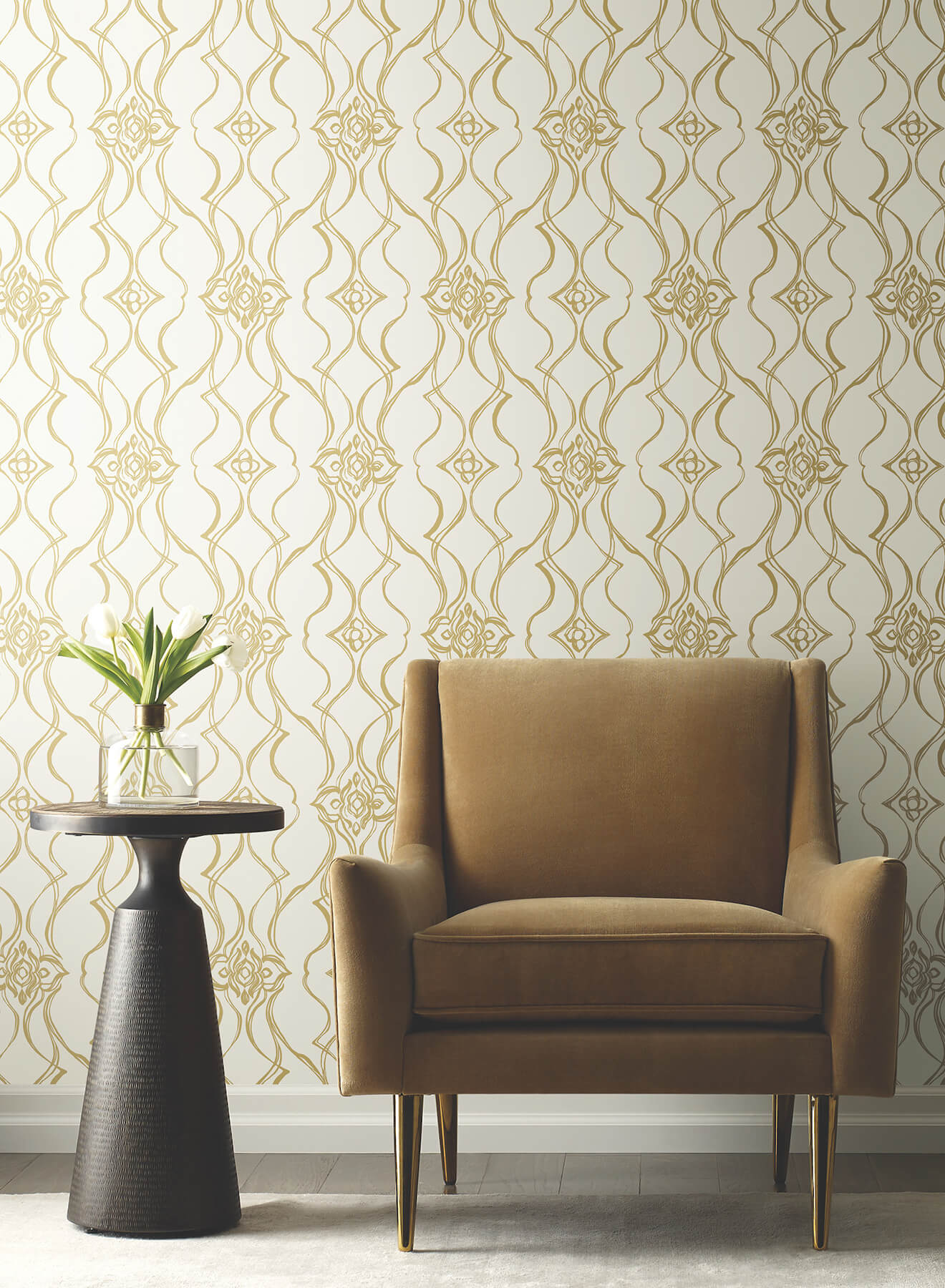 pirouette-white-gold-wallpaper-york-wallcoverings-df3372 - York Wallcoverings Wallpaper