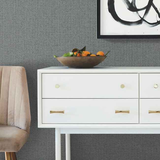 Barchetta Textile Wallcovering Charcoal - York Wallcoverings - HW3690R - York Wallcoverings Wallpaper