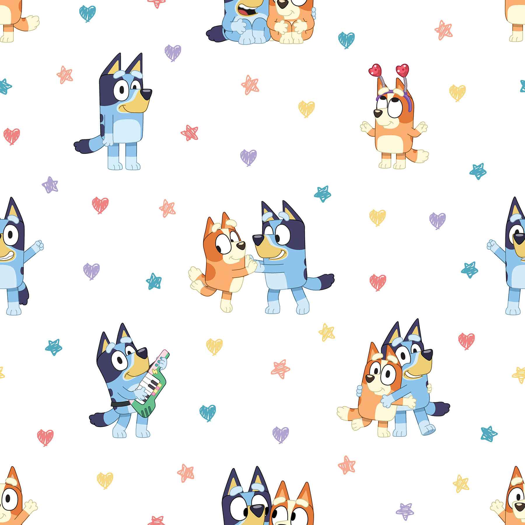Bluey Bingo Hearts Multicolor Peel and Stick Wallpaper - York Wallcoverings - RMWS1307