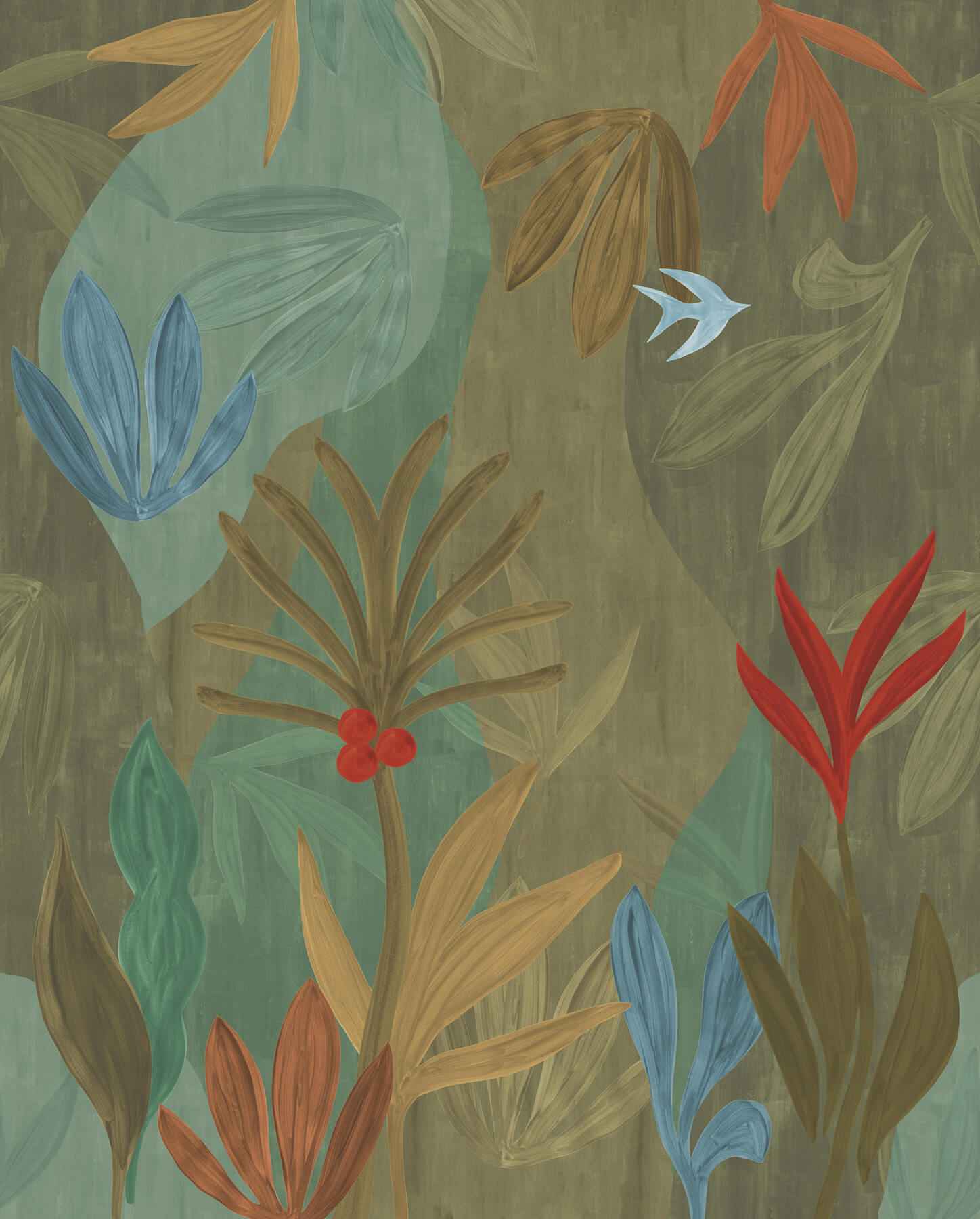 Chambord Gardens Leaf & Olive Wall Mural - York Wallcoverings - ZM2847M - York Wallcoverings Wallpaper