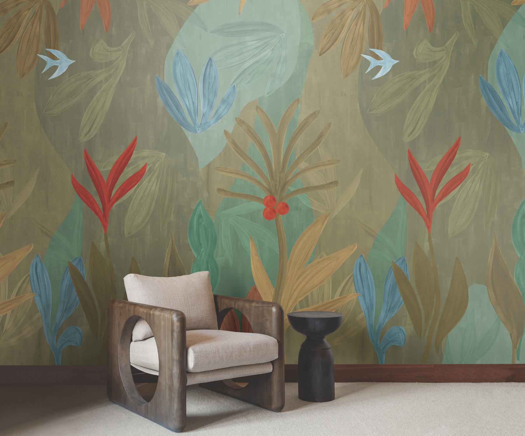 Chambord Gardens Leaf & Olive Wall Mural - York Wallcoverings - ZM2847M - York Wallcoverings Wallpaper